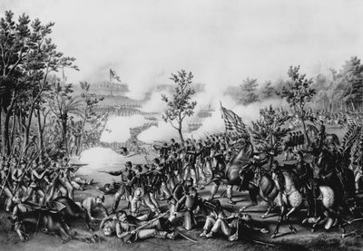 The Death of General James B. McPherson at The Battle of Atlanta, July 22nd, 1864 by American School